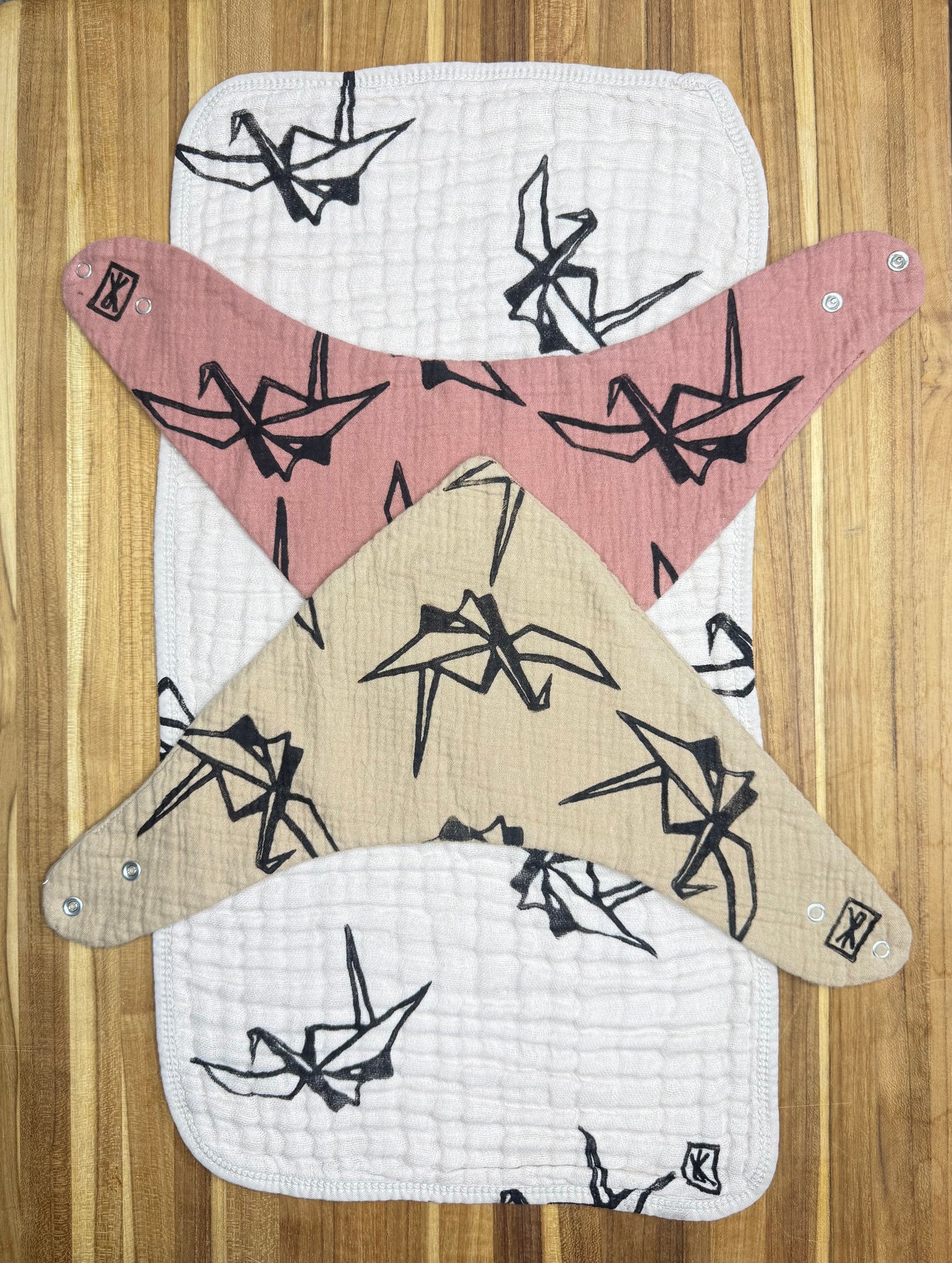 Burp Cloth & Bandana Bib Set - Cranes