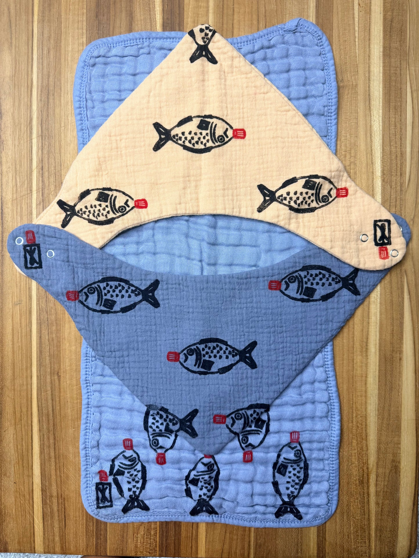 Burp Cloth & Bandana Bib Set - Soy Sauce Fish